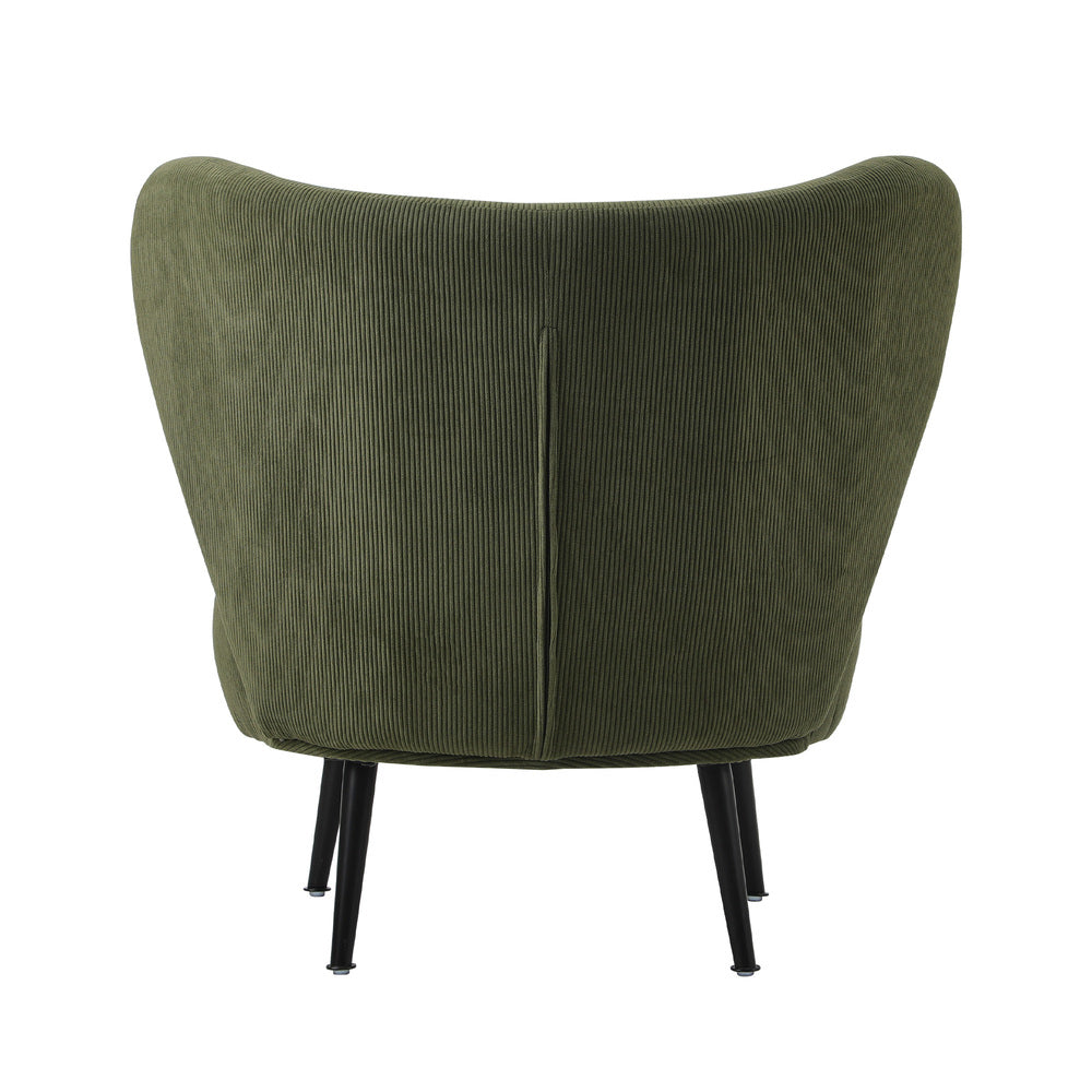 Oikiture Lounge Chair with Lumbar Pillow Wingback Velvet Green