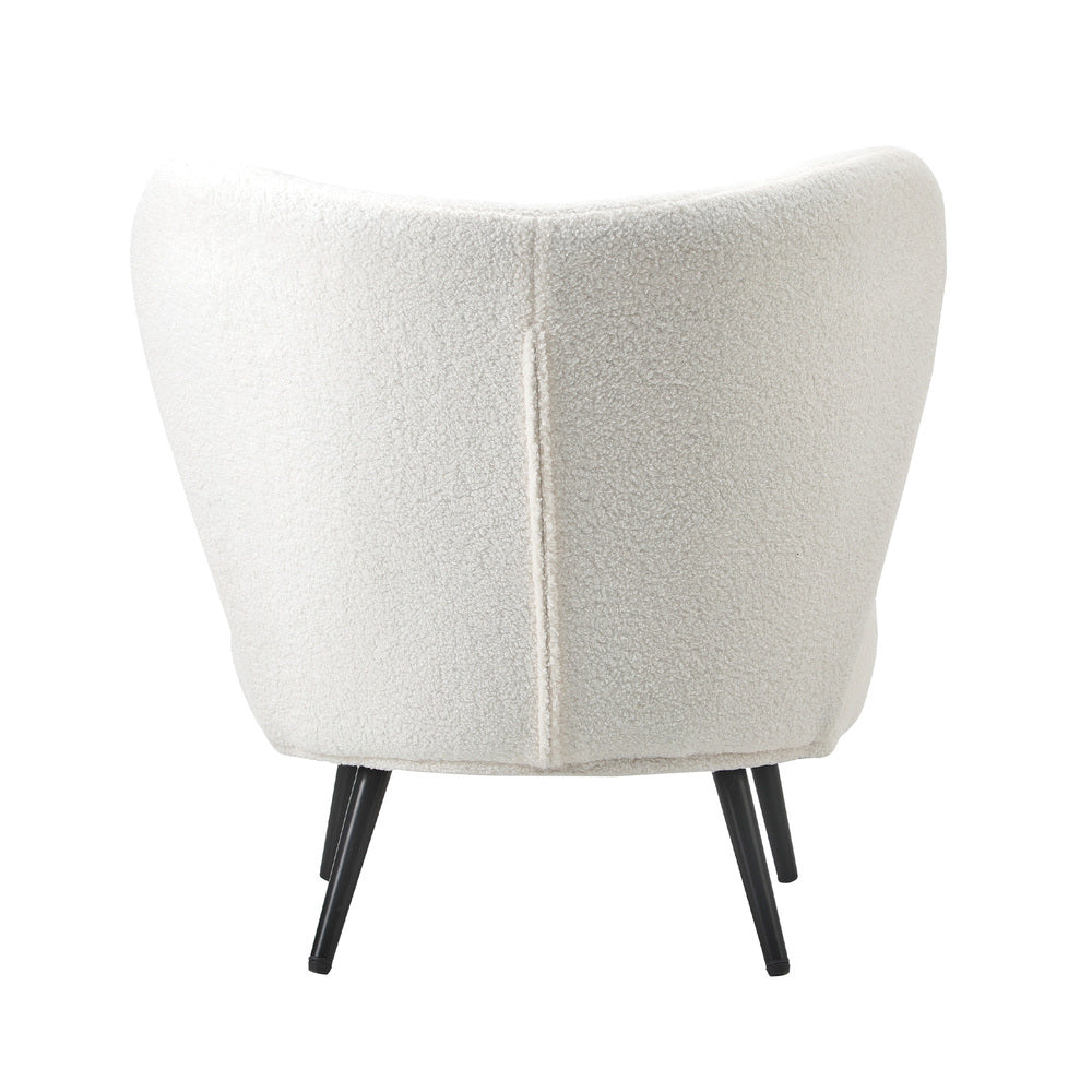 Oikiture Lounge Chair with Lumbar Pillow Wingback Boucle White