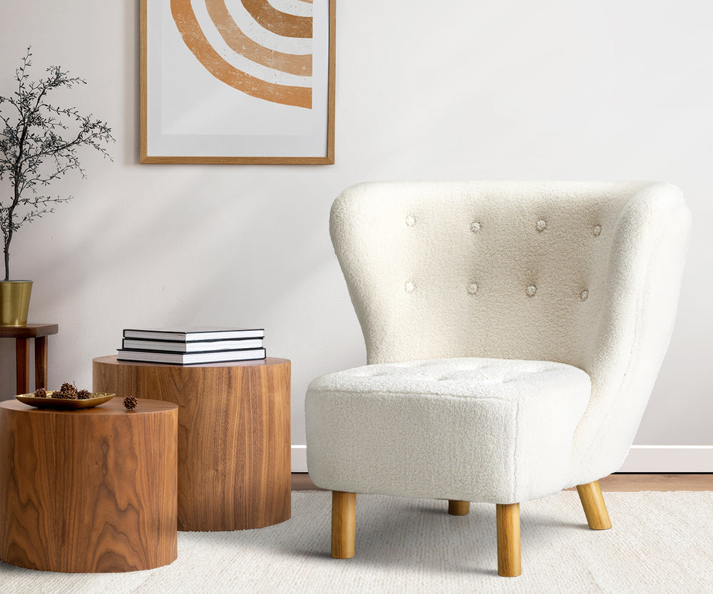 Oikiture Armchair Accent Couches Sofa White