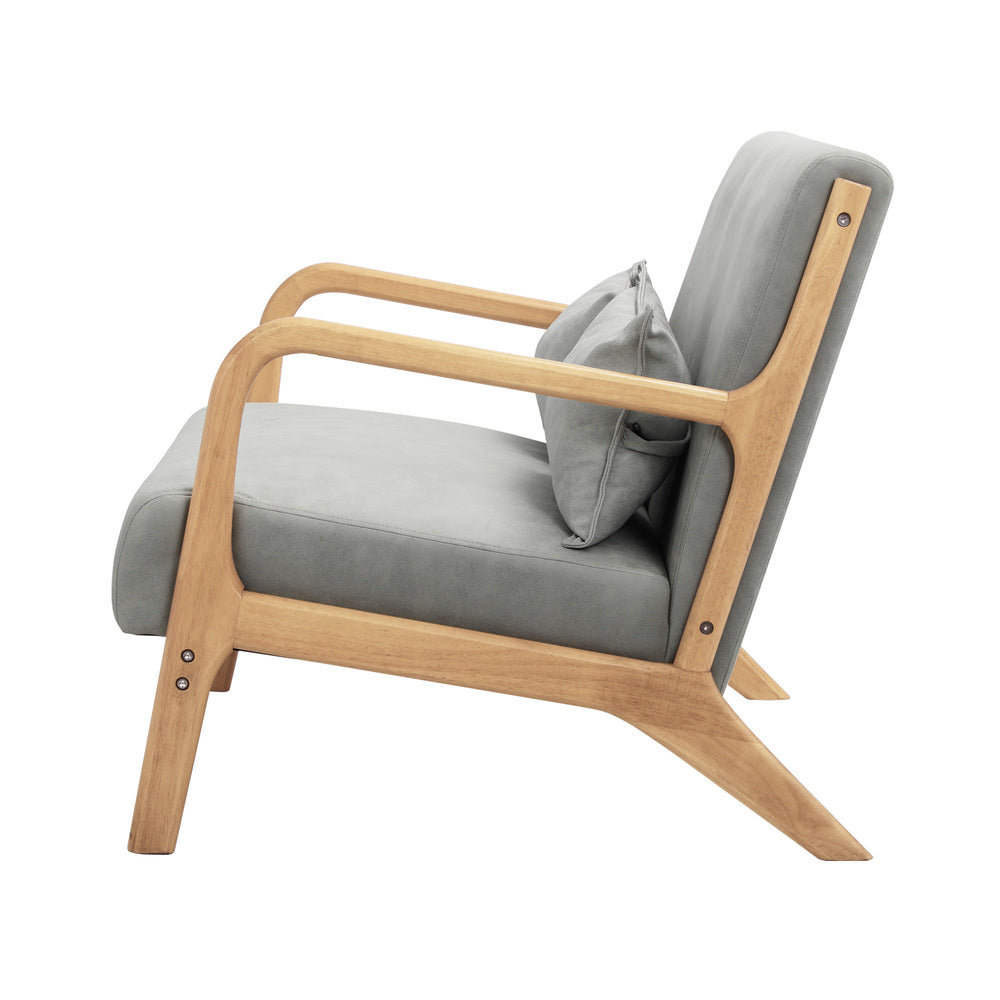 Oikiture 2PCS Armchair Lounge set 1/2 Seater 2 Pillows Fabric Grey