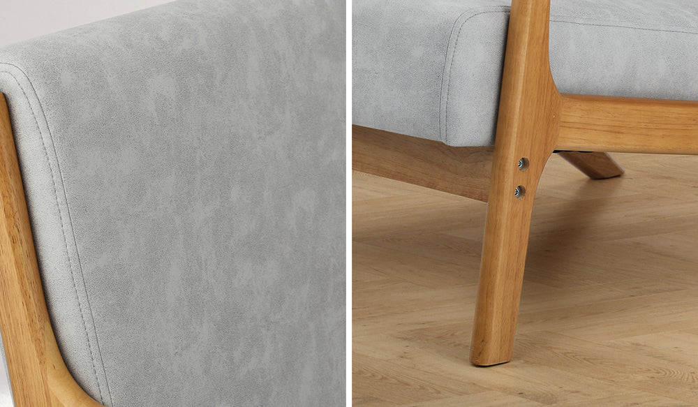 Oikiture Armchair Wood Couches Light Grey