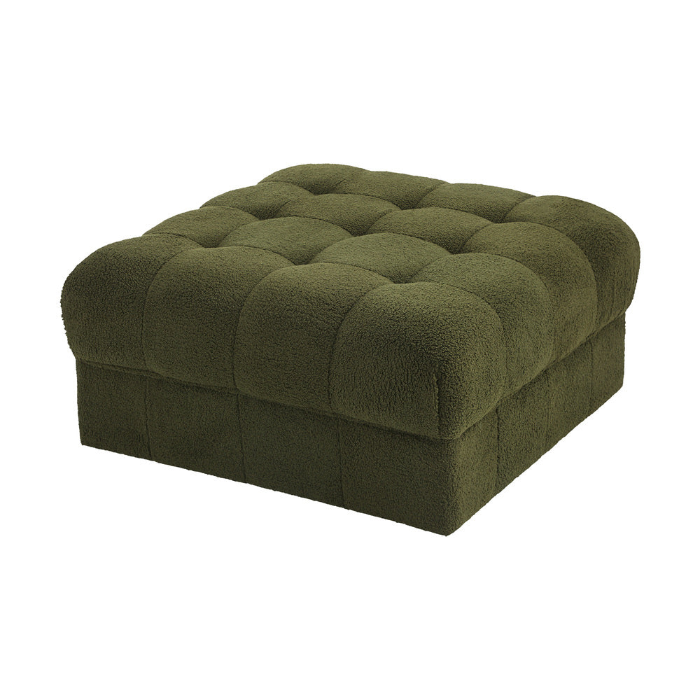 Oikiture 1 Seater Boucle Modular Ottoman Armless TOFU Green