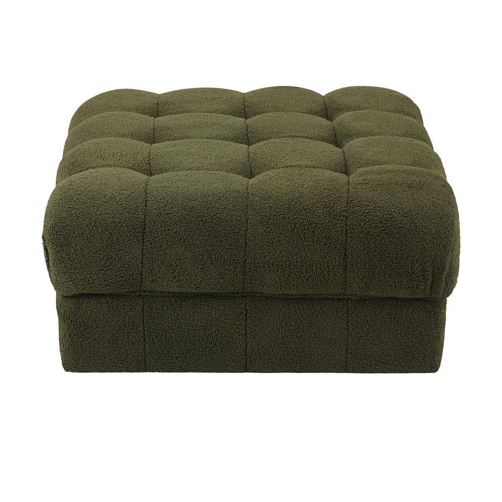 Oikiture 1 Seater Boucle Modular Ottoman Armless TOFU Green