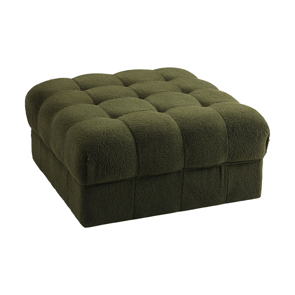 Oikiture 1 Seater Boucle Modular Ottoman Armless TOFU Green