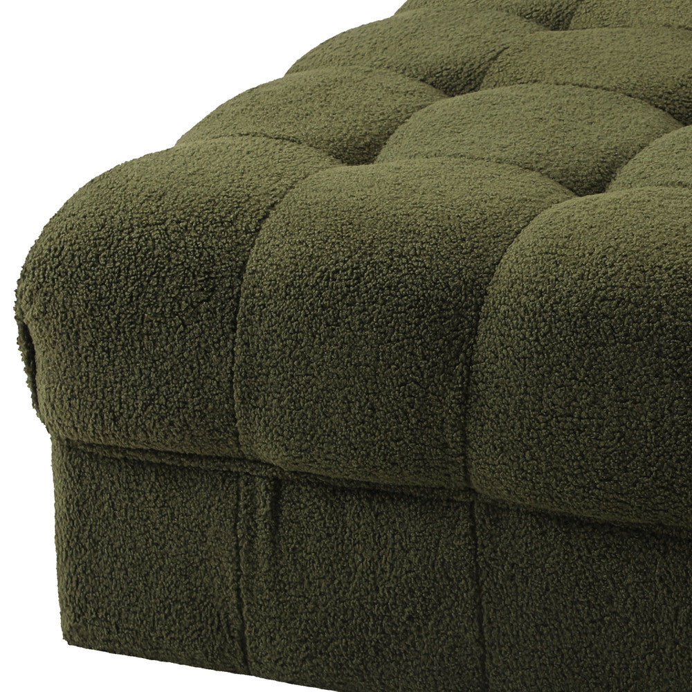 Oikiture 1 Seater Boucle Modular Ottoman Armless TOFU Green