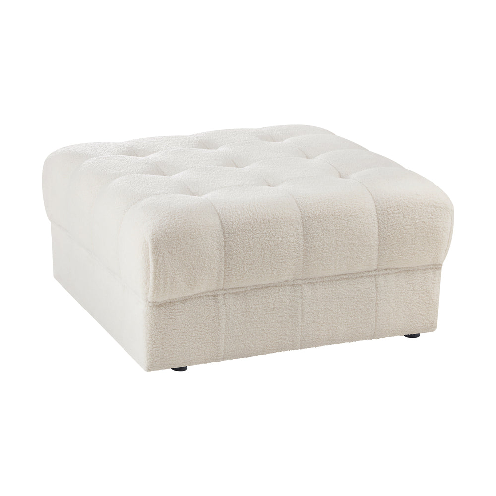 Oikiture 1 Seater Boucle Modular Ottoman Lounge Chair Armless White