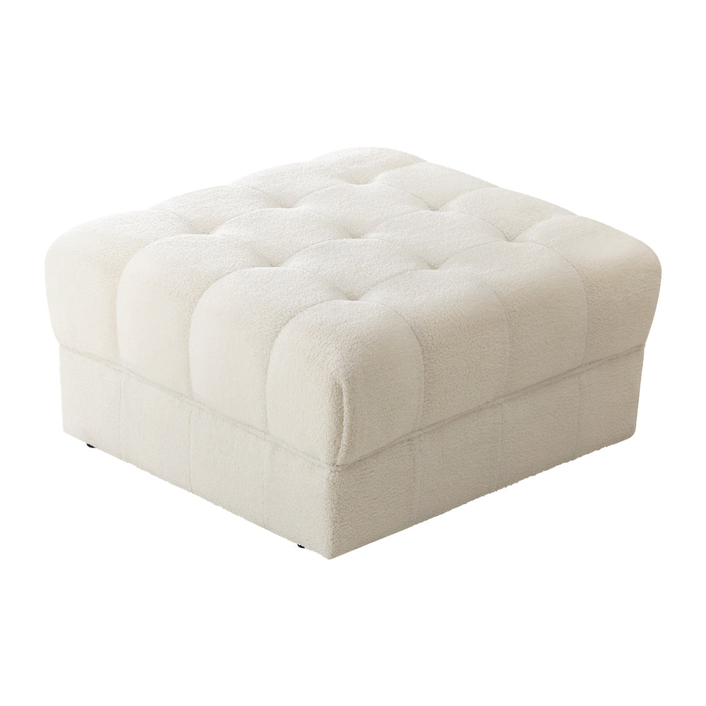 Oikiture 1 Seater Boucle Modular Ottoman Lounge Chair Armless White