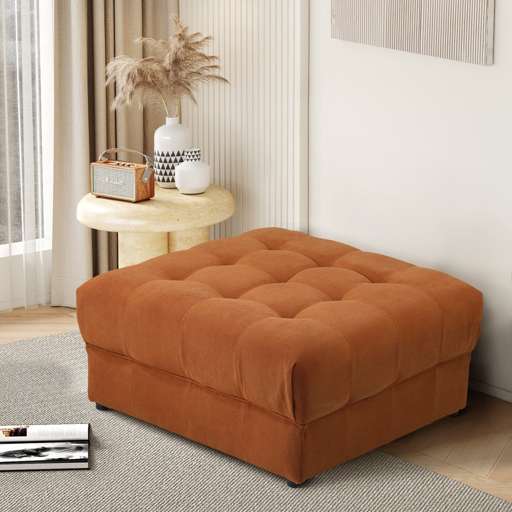 Oikiture 1 Seater Velvet Modular Ottoman Armless TOFU Brown