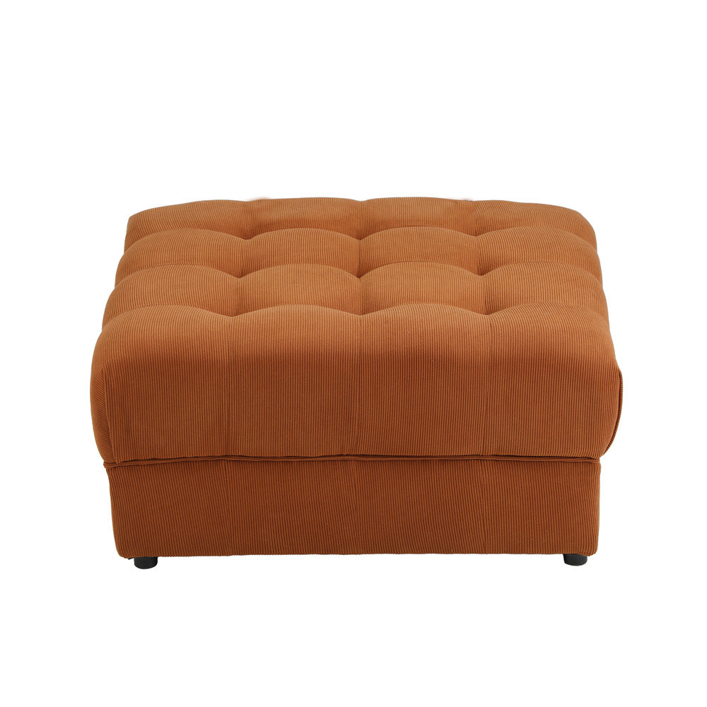 Oikiture 1 Seater Velvet Modular Ottoman Armless TOFU Brown