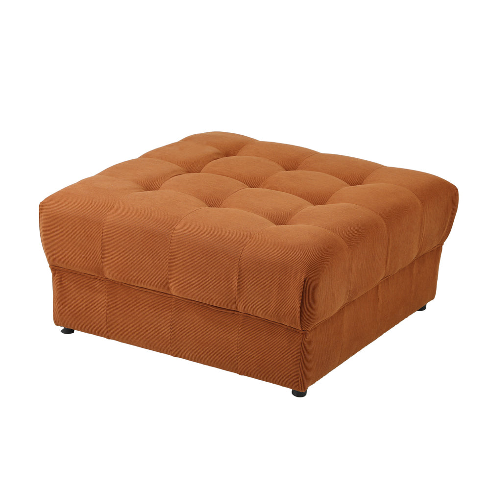 Oikiture 1 Seater Velvet Modular Ottoman Armless TOFU Brown