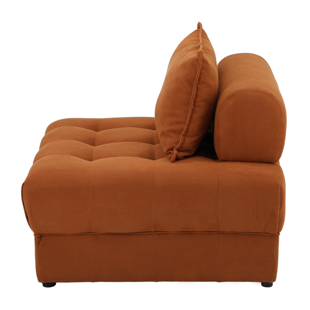 Oikiture 1 Seater Velvet Modular Sofa Lounge Chair with Backrest Brown