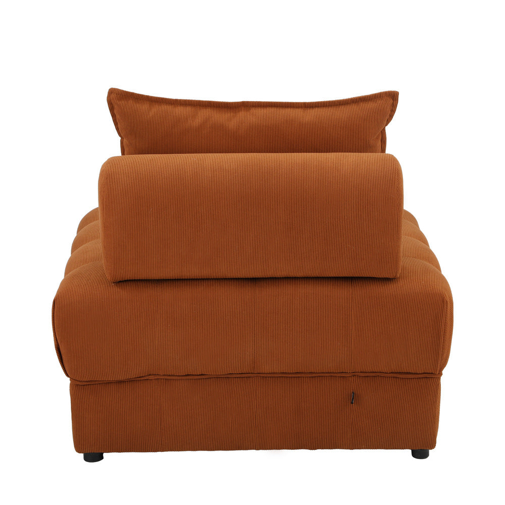 Oikiture 1 Seater Velvet Modular Sofa Lounge Chair with Backrest Brown