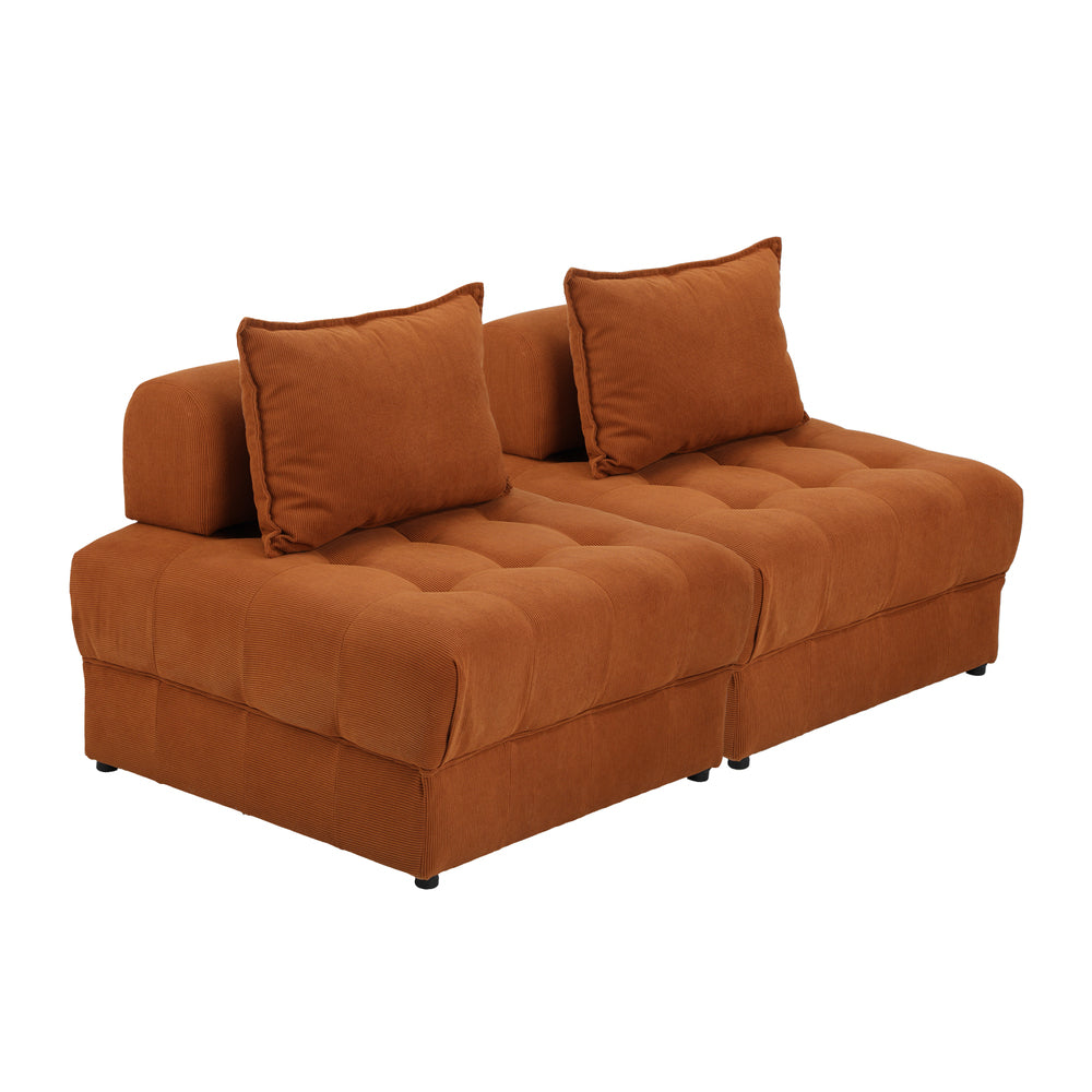 Oikiture 2 Seater Velvet Modular Sofa Lounge Chair with Backrest Brown
