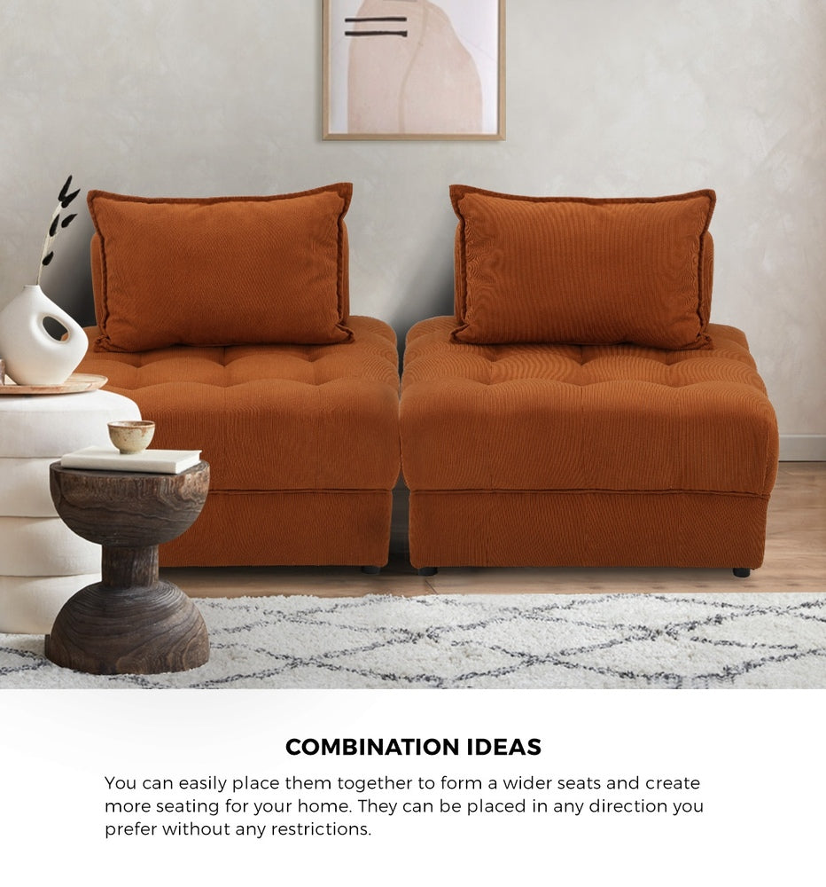 Oikiture 2 Seater Velvet Modular Sofa Lounge Chair with Backrest Brown