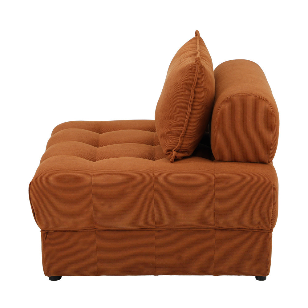 Oikiture 3 Seater Velvet Modular Sofa Lounge Chair with Backrest Brown