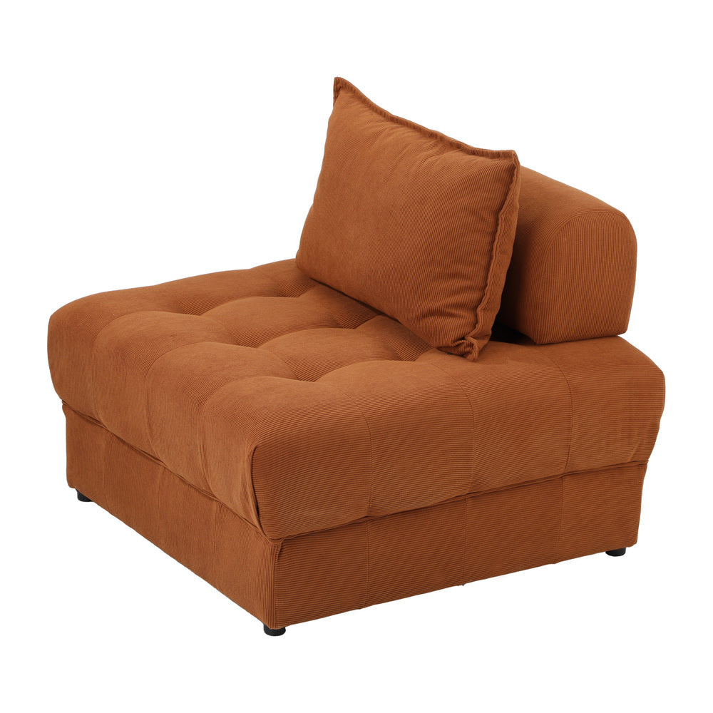 Oikiture 4 Seater Velvet Modular Sofa Lounge Chair with Backrest Brown