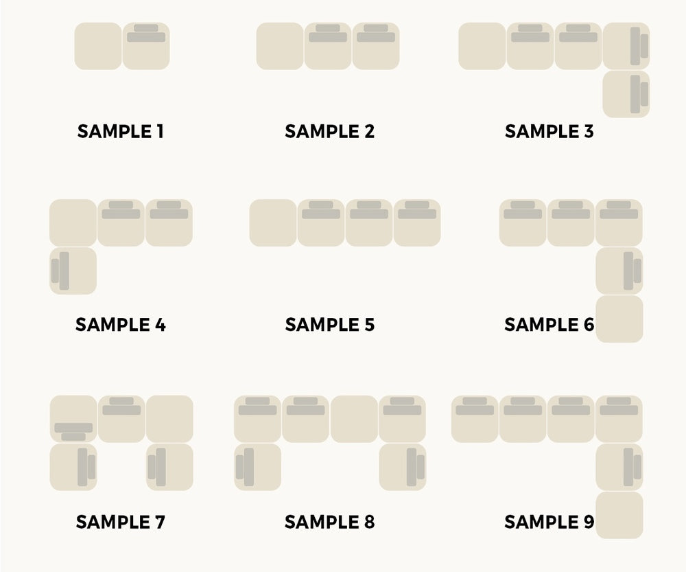 Oikiture 3 Seater Boucle Modular Sofa & Ottoman Set Green