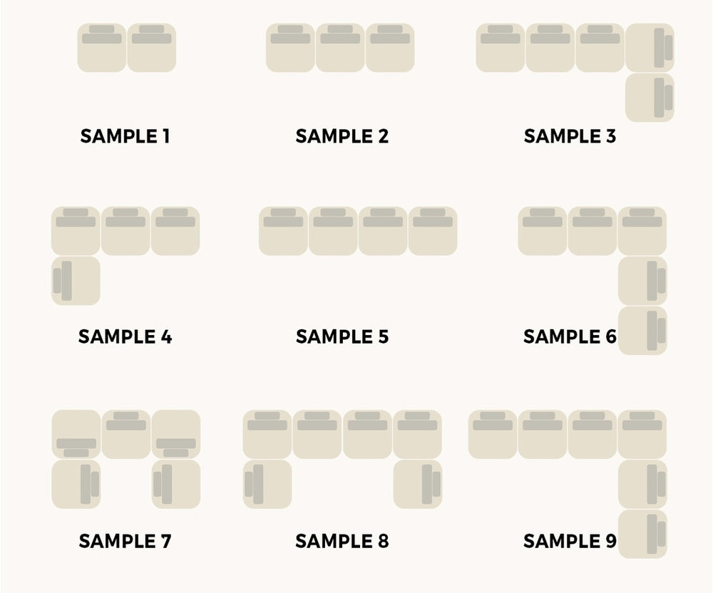 Oikiture 4 Seater Velvet Modular Sofa & Ottoman Set with Backrest Brown