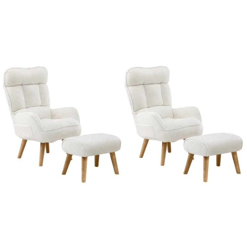 Oikiture 2X 360 Swivel Recliner Armchair Lounge with Stool Sherpa
