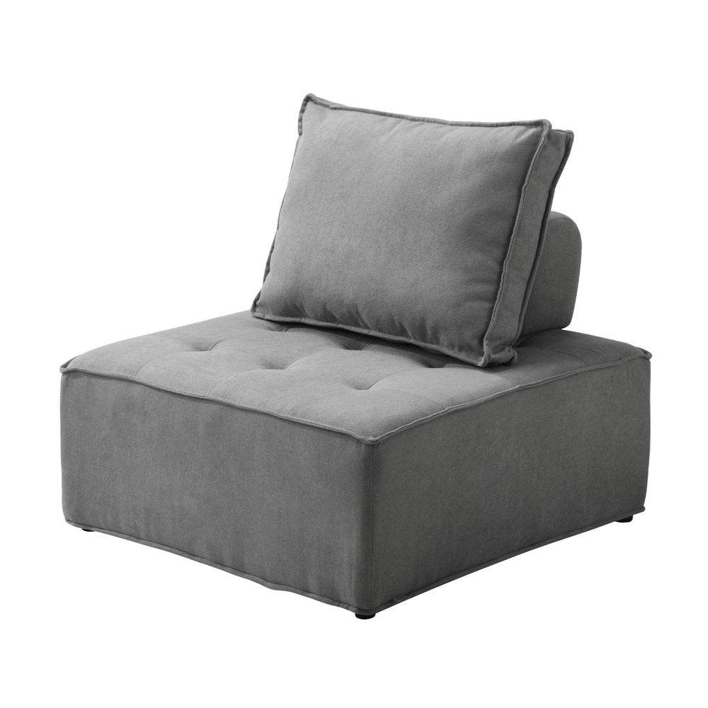 Oikiture Armless Sofa with Adjustable Back Modular Grey