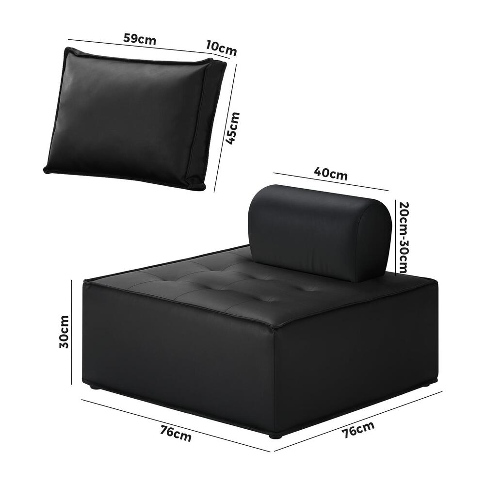 Oikiture 3pcs Pu Leather Sofa Couch Black