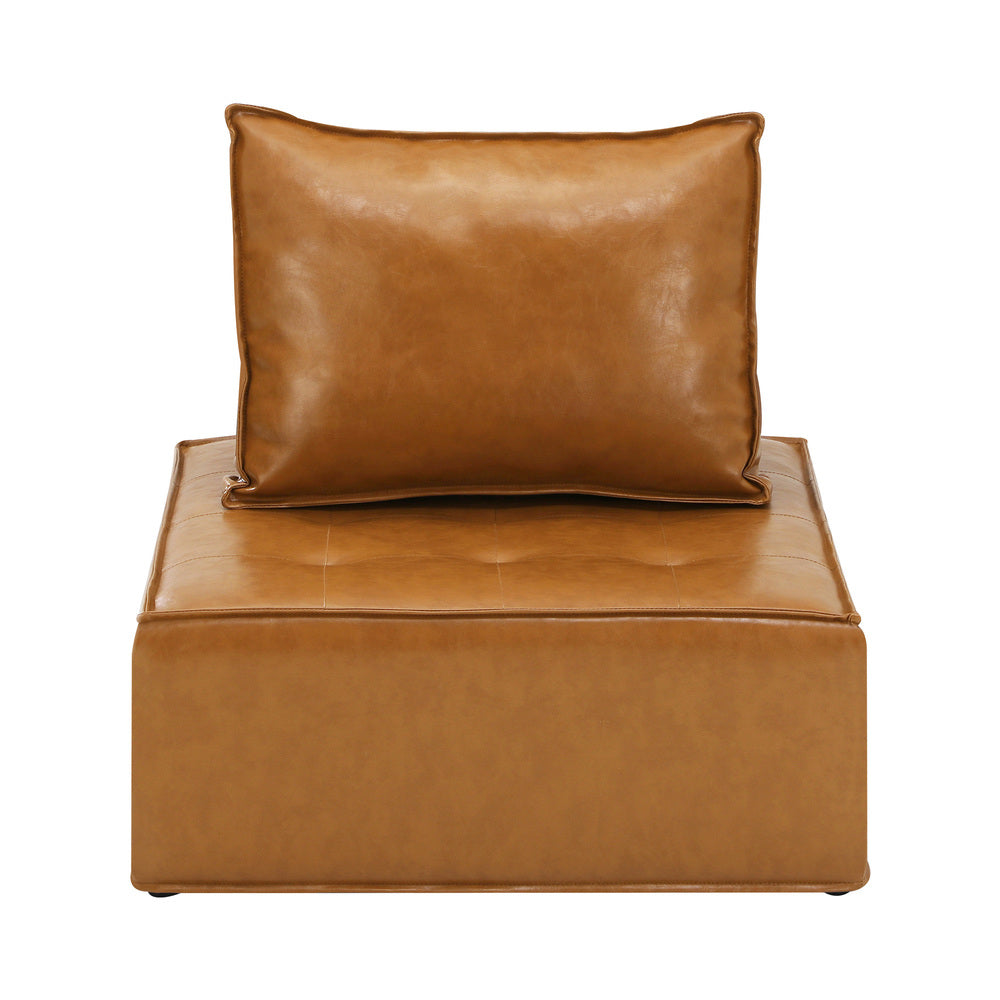 Oikiture 2pcs Pu Leather Sofa Couch Brown