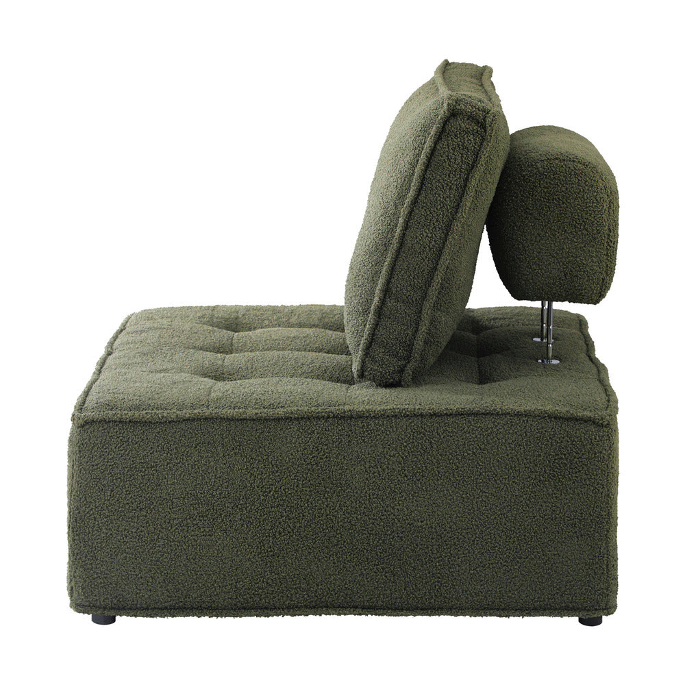 Oikiture 1PC Modular Sofa Lounge Chair Armless Sherpa Green
