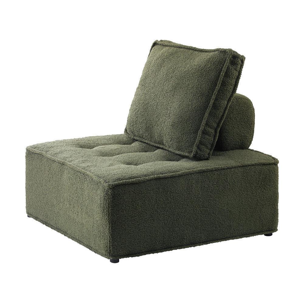 Oikiture 3PCS Modular Sofa Lounge Chair Armless Sherpa Green