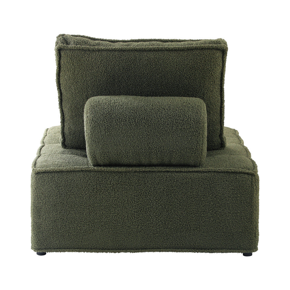 Oikiture 4PCS Modular Sofa Lounge Chair Armless Sherpa Green