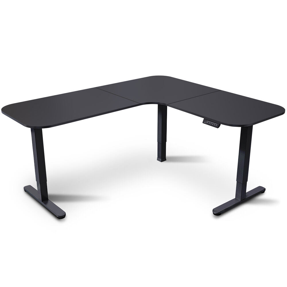FORTIA Corner Standing Desk, 160x140cm, 72-118cm Sit to Stand Up Electric Height Adjustable, Black