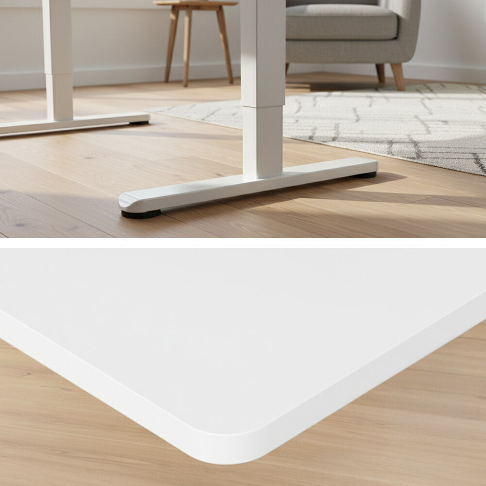 FORTIA Electric Sit To Stand Up Standing Desk, 120x60cm, Height Adjustable, 40kg Rated, White