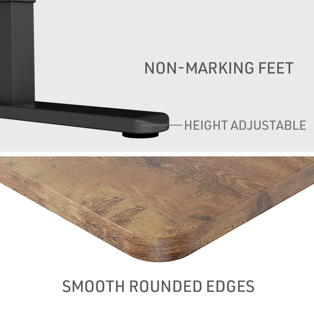 FORTIA Sit To Stand Up Standing Desk, 120x60cm, 72-118cm Electric Height Adjustable, 70kg Rated, Walnut Style/Black Frame