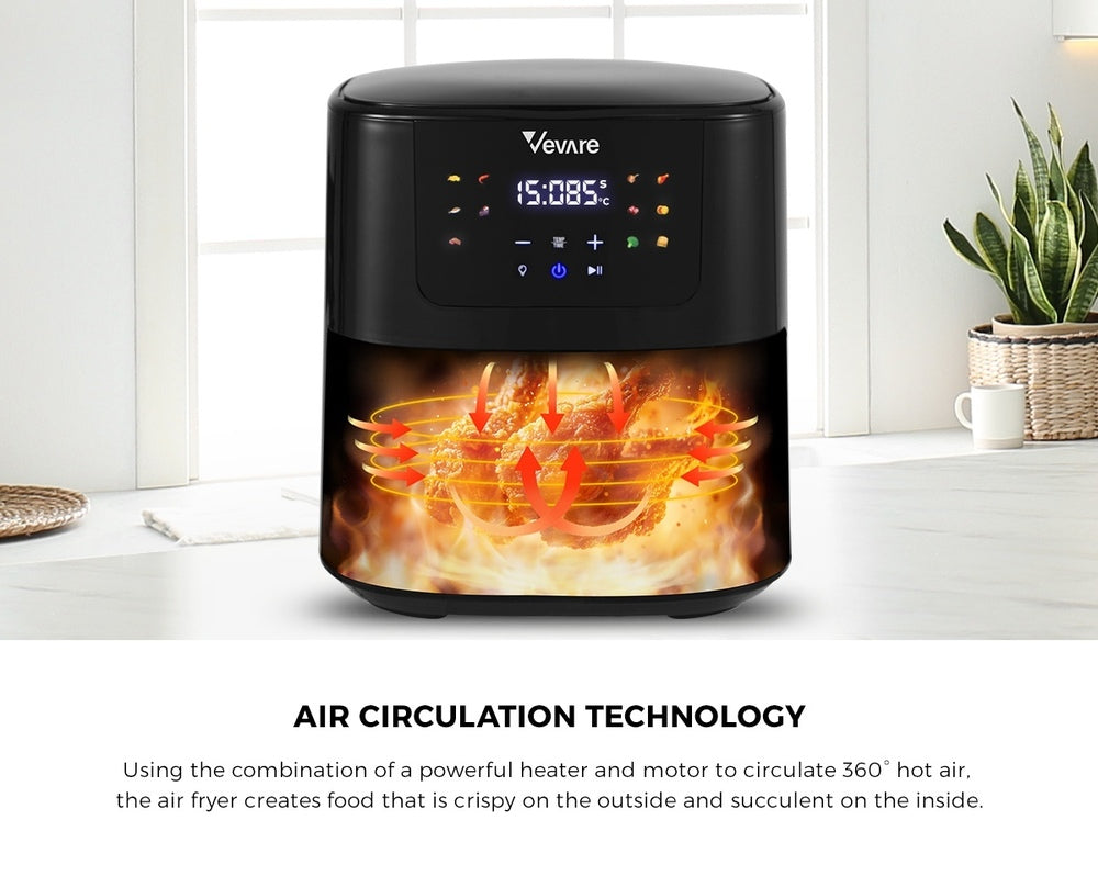 Vevare Air Fryer 5L Oven LCD Touch Oil Free Cooker 1500W