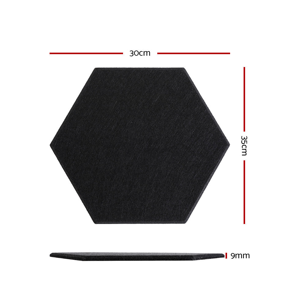 Hexagonal Soundproofing Foam Panels - 12 Pack, 35x30x0.9cm, Black Acoustic Tiles for Noise Reduction