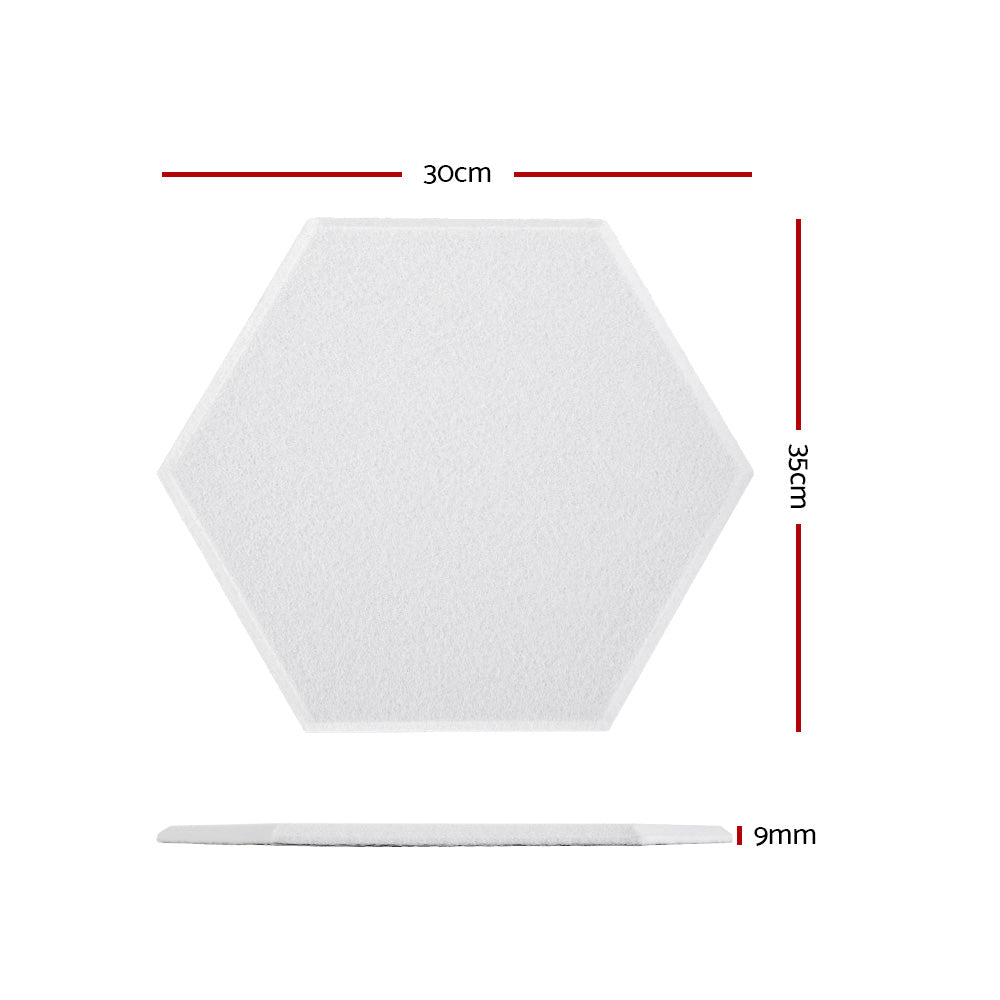 Hexagonal Acoustic Foam Soundproofing Tiles - 12 Pack, 35x30x0.9cm, White