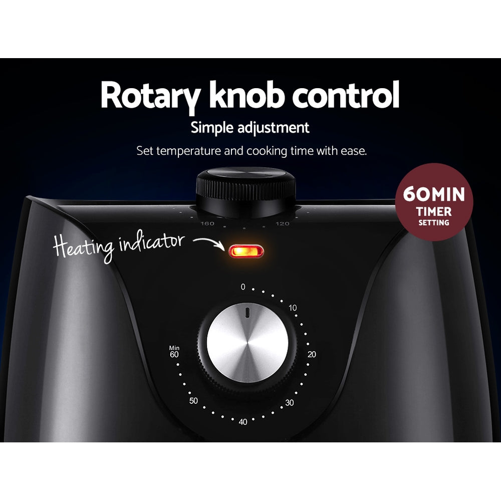 Devanti 2.5L Healthy Air Fryer with Knob Control