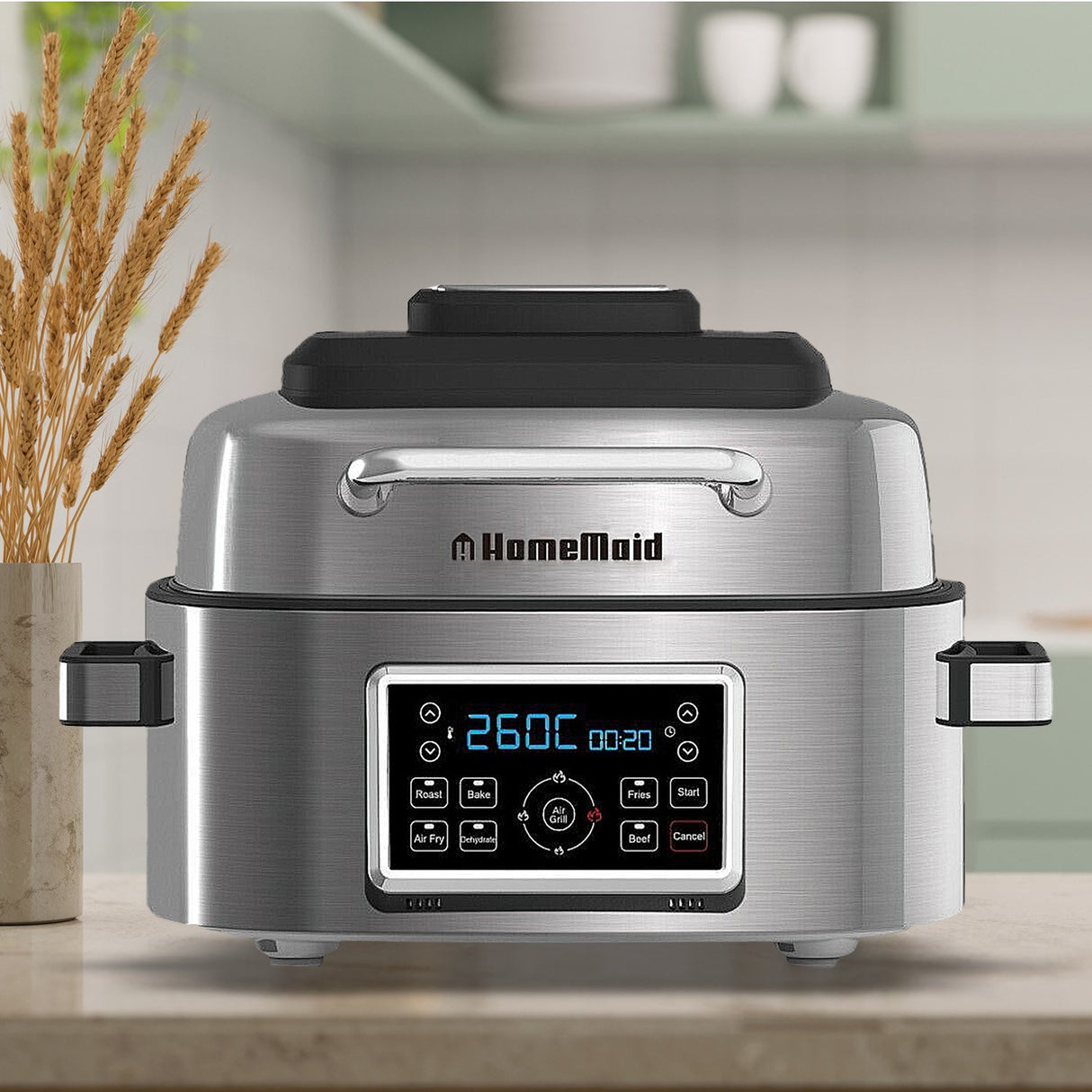 Homemaid Digital 6L Air Fryer and Grill Stainless Steel Housing LED Display