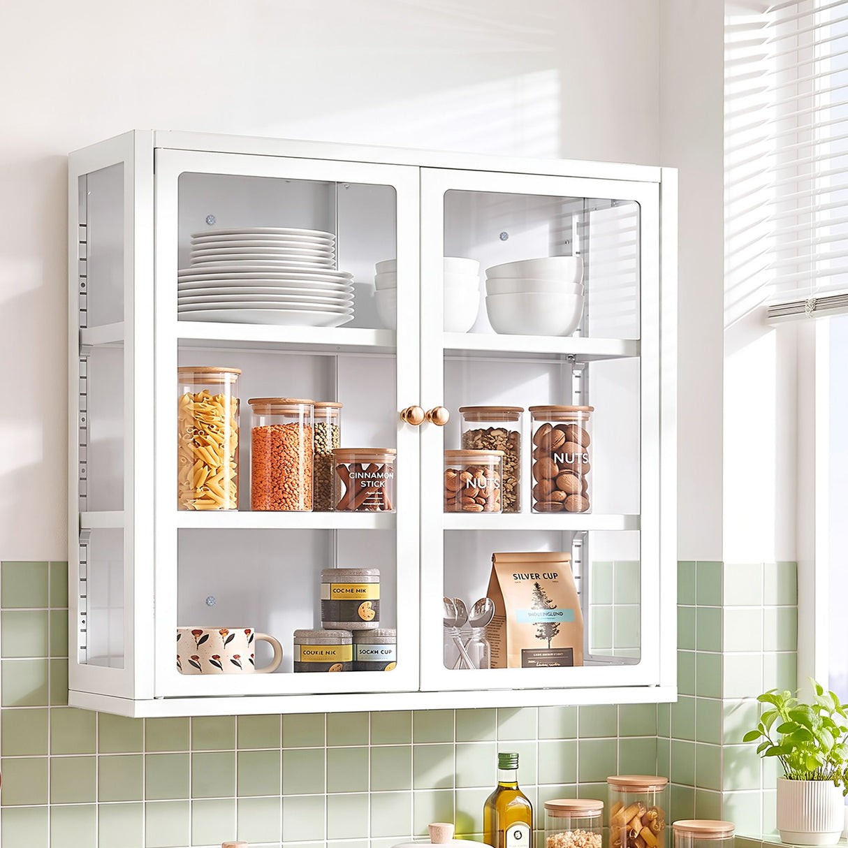 Artiss Buffet Cabinet Sideboard Wall Mounted Clear Display Storage 60cm White