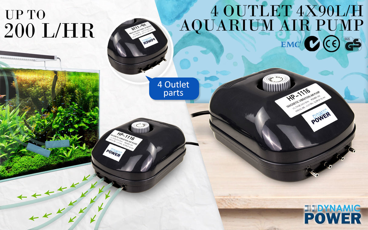 4 Outlet 360L/H 13W Aquarium Air Pump