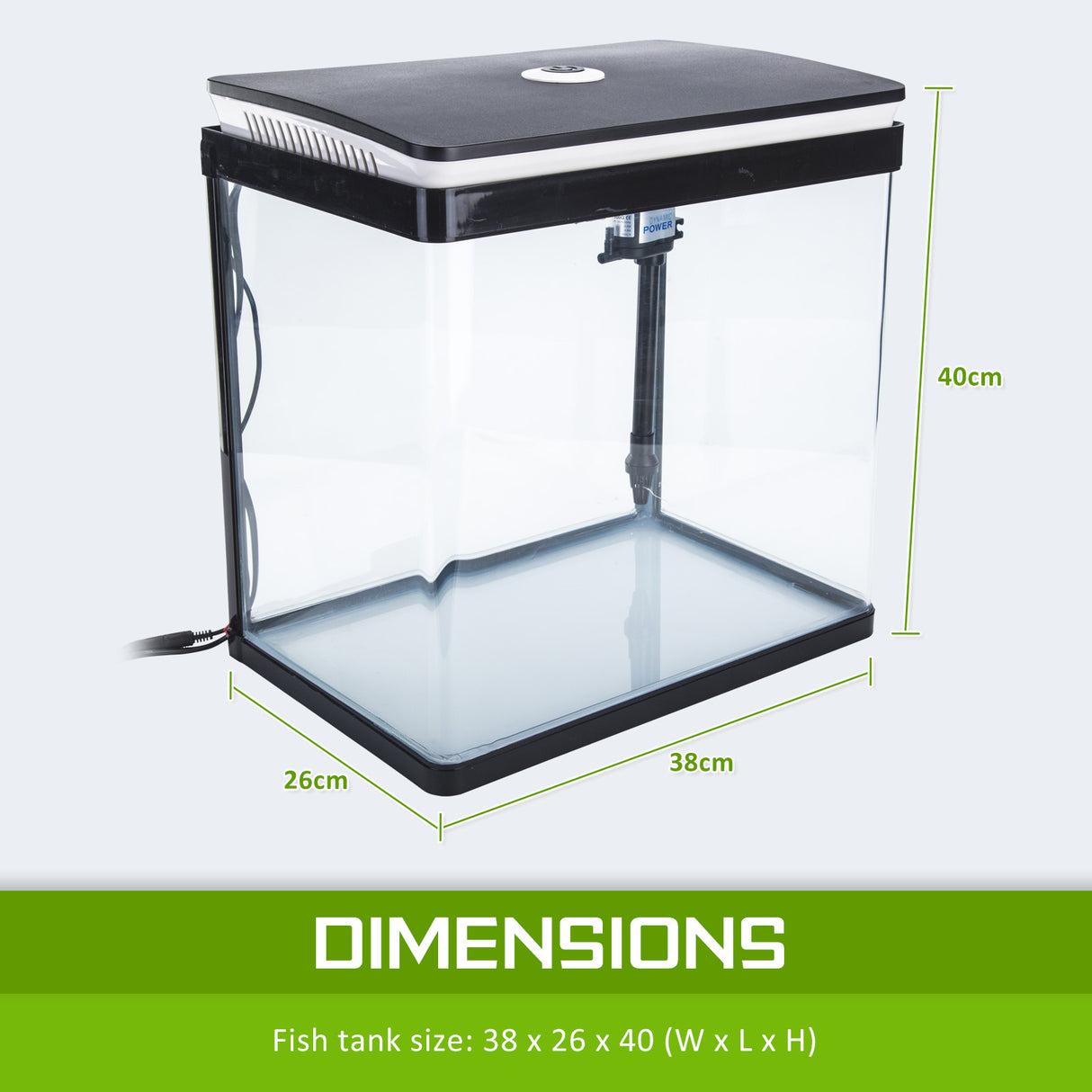 30L Curved Glass RGB LED Aquarium Fish Tank