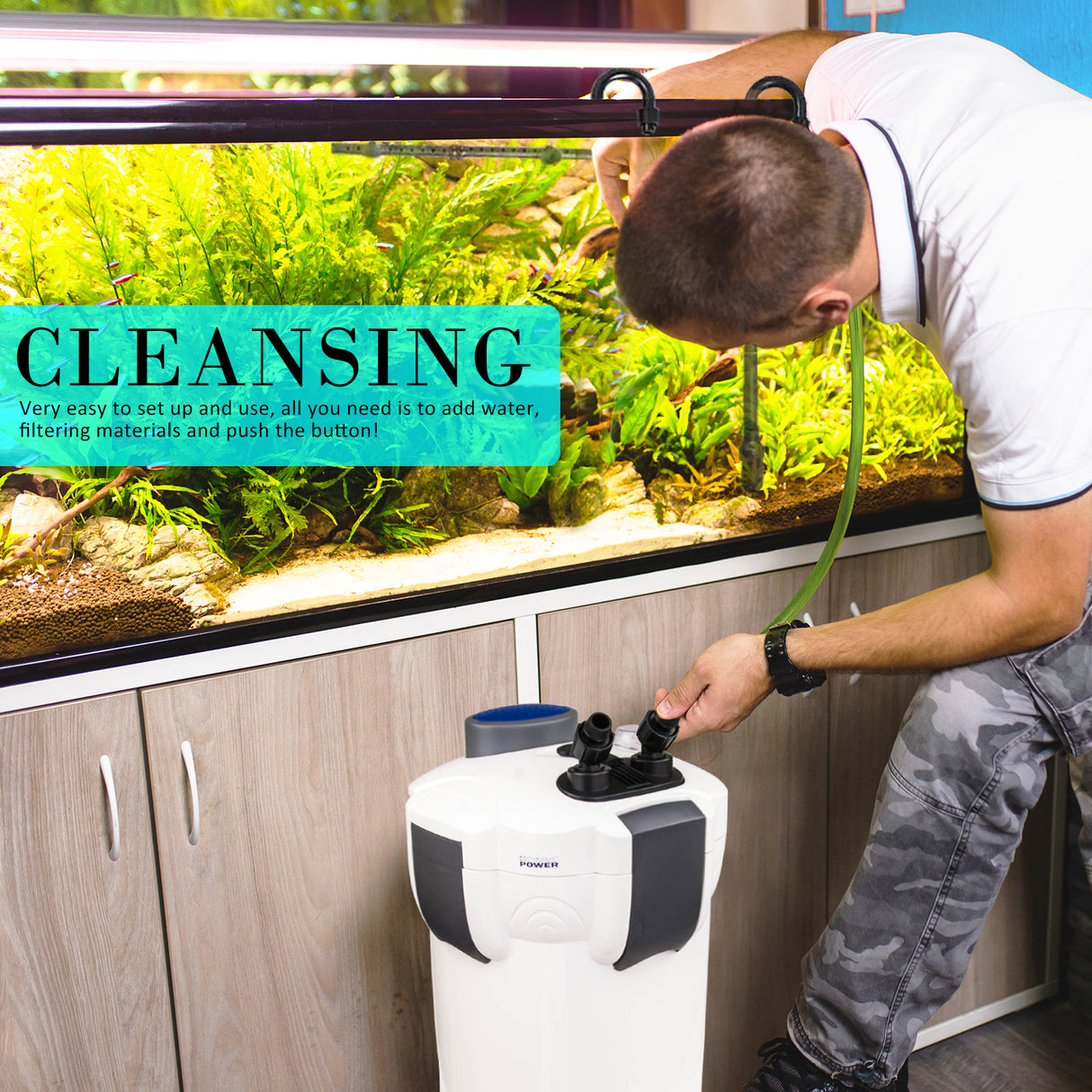 2000L/H UV Light Aquarium Canister Filter + Media Kit