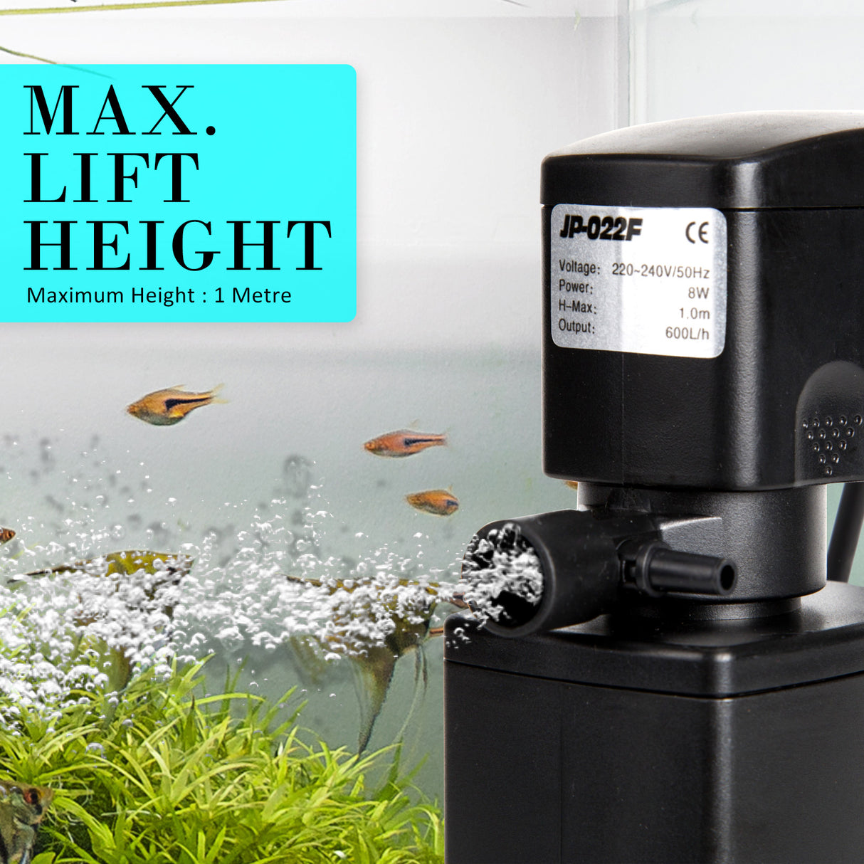 600L/H 8W 1m Aquarium Submersible Filter Pond Pump