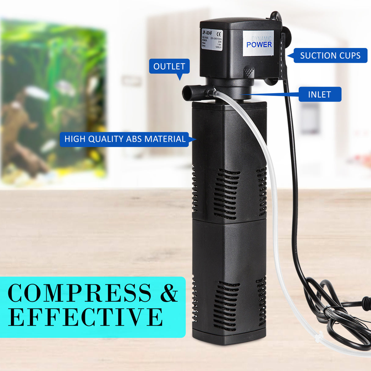1200L/H 22W 1.6m Aquarium Submersible Filter Pond Pump