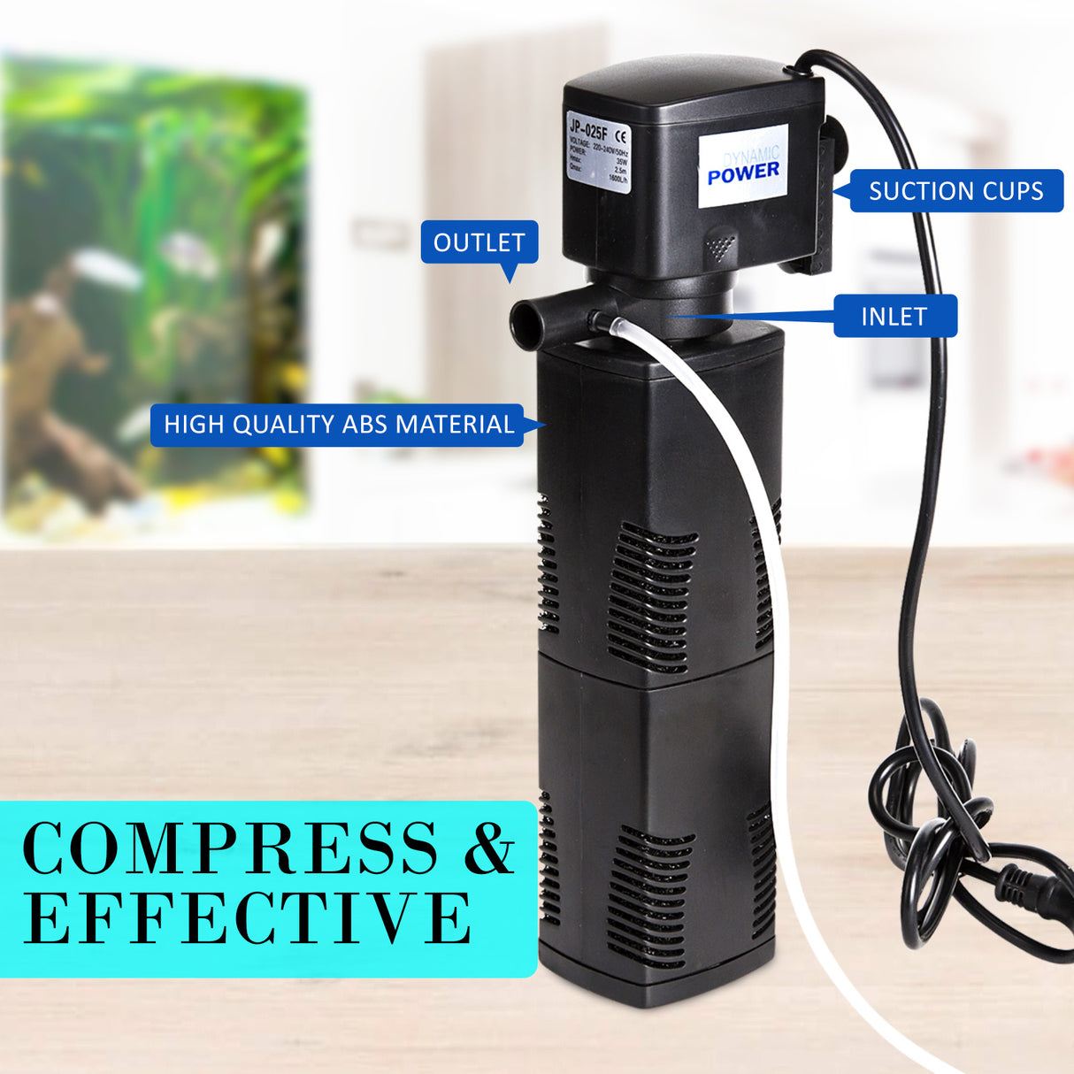 1600L/H 35W 2.5m Aquarium Submersible Filter Pond Pump