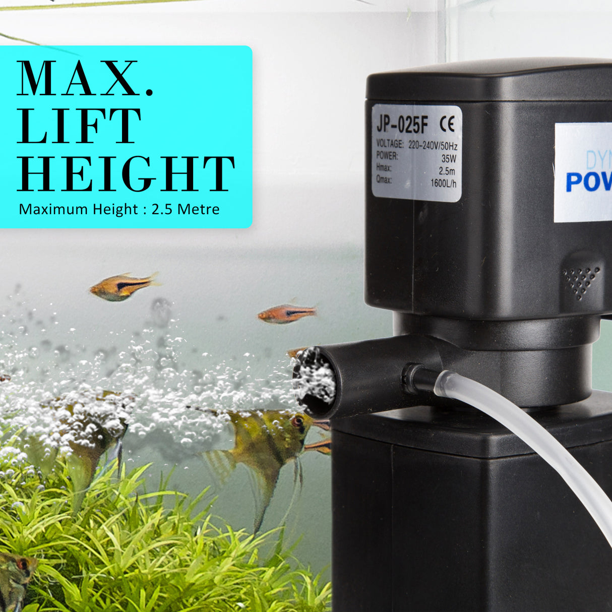 1600L/H 35W 2.5m Aquarium Submersible Filter Pond Pump