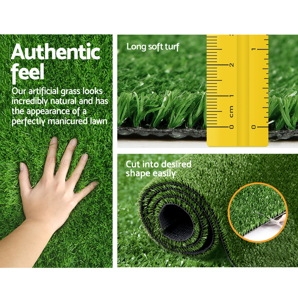 Prime Turf Artificial Grass 2mx5m 10mm Synthetic Fake Lawn Turf Plant Plastic Olive
