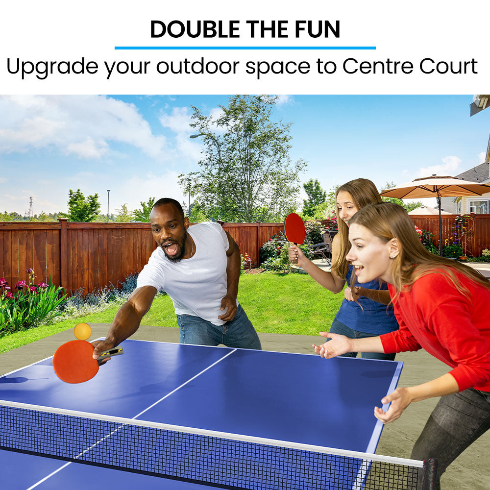 PROFLEX Premium Outdoor Table Tennis Table, with 4 Player Ping Pong Paddle and Pingpong Ball Pack