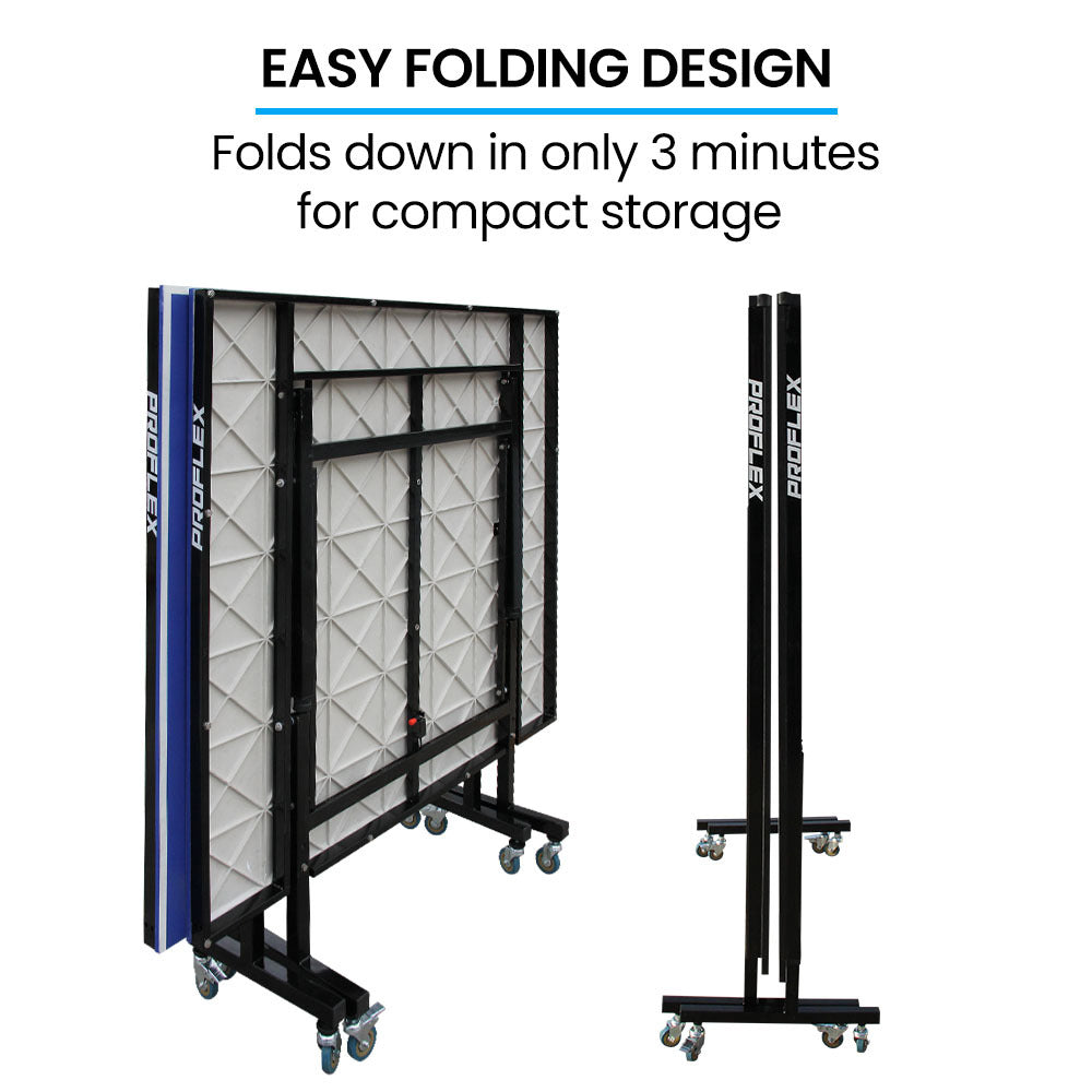 PROFLEX Premium Outdoor Table Tennis Table, with 4 Player Ping Pong Paddle and Pingpong Ball Pack