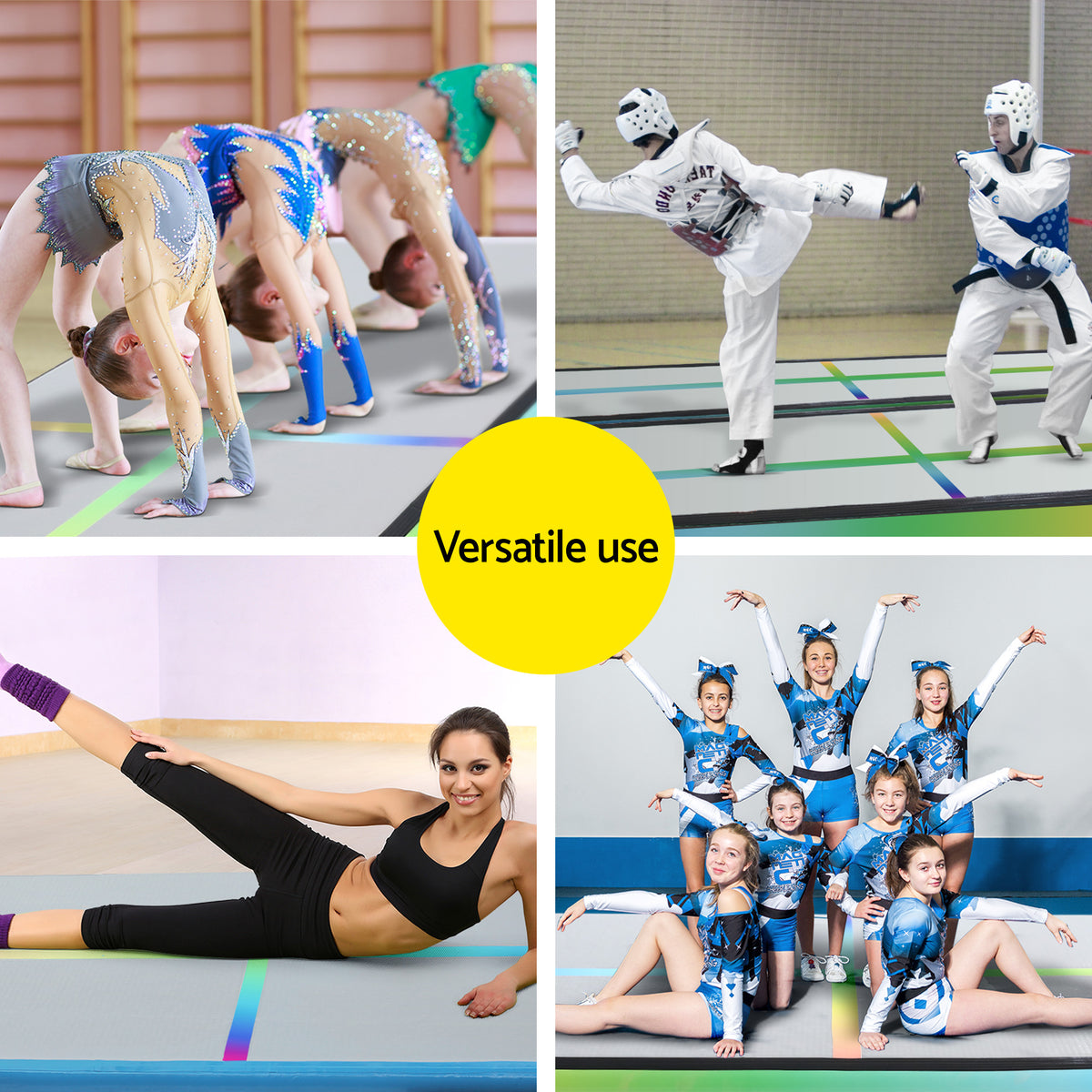 Everfit 4M Air Track Gymnastics Tumbling Exercise Mat W/ Pump Inflatable Colored