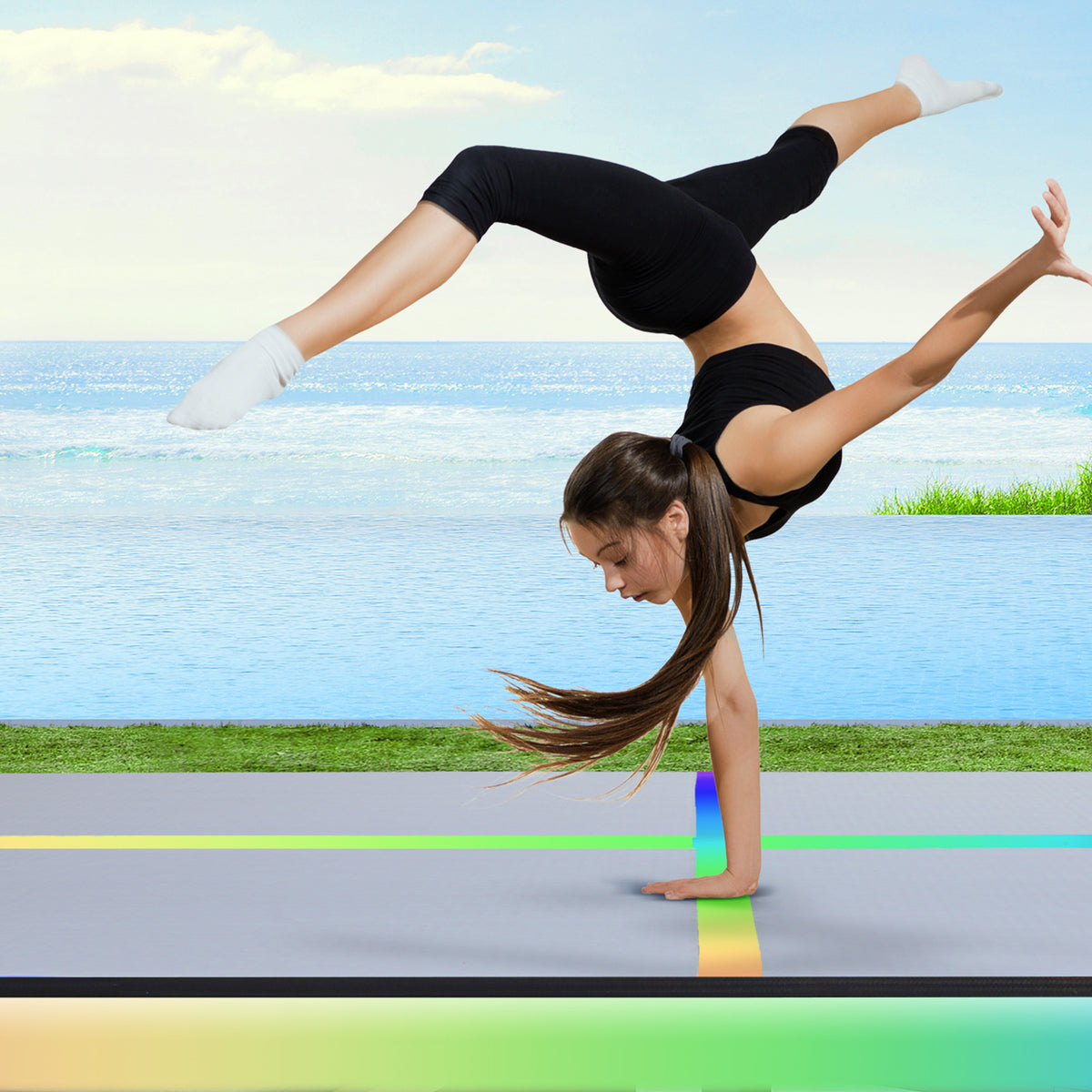 Everfit 4M Air Track Gymnastics Tumbling Exercise Mat W/ Pump Inflatable Colored